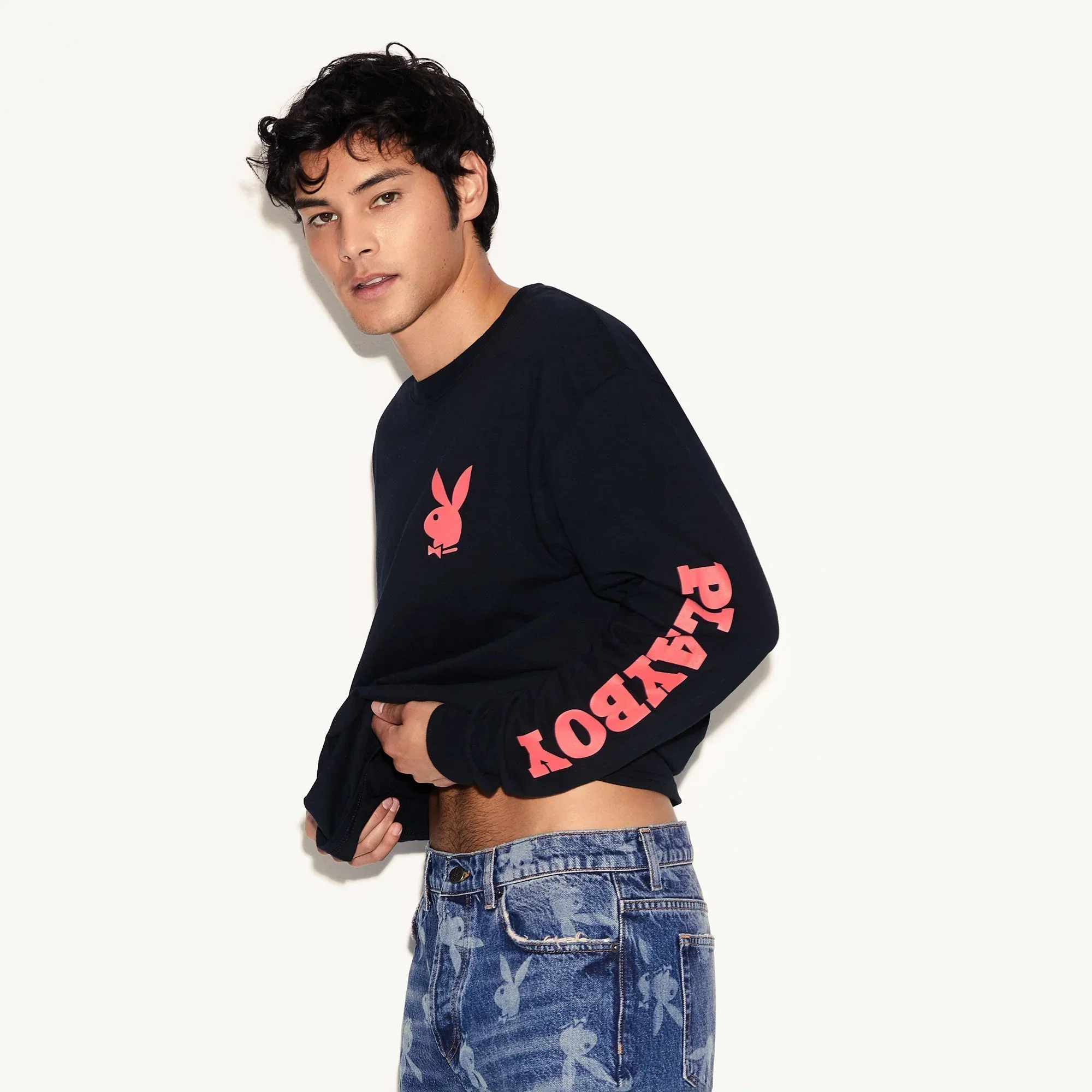 Playboy Masthead & Rabbit Head Long Sleeve T-Shirt - Image 3