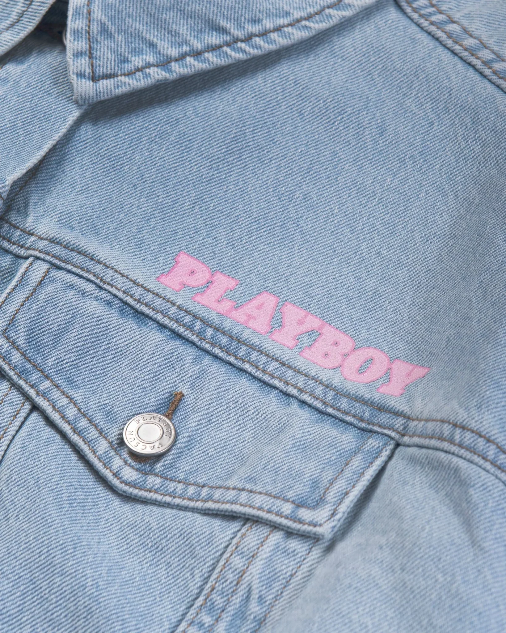 Playboy Women's Pink Bunny Denim Jacket - Image 4